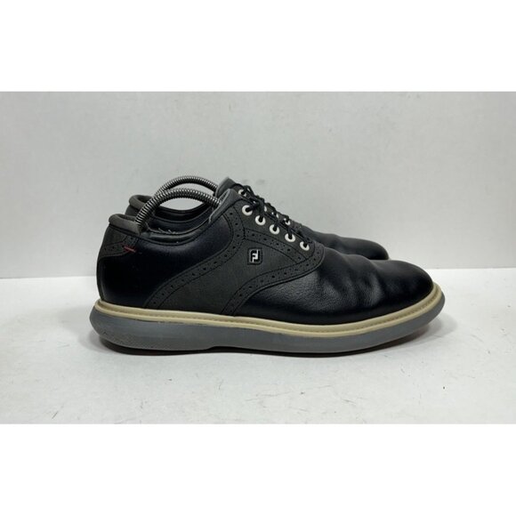 FootJoy Traditions Men's Size 9 M Black Leather Lace Up Golf Sneakers 57904 - Picture 1 of 10